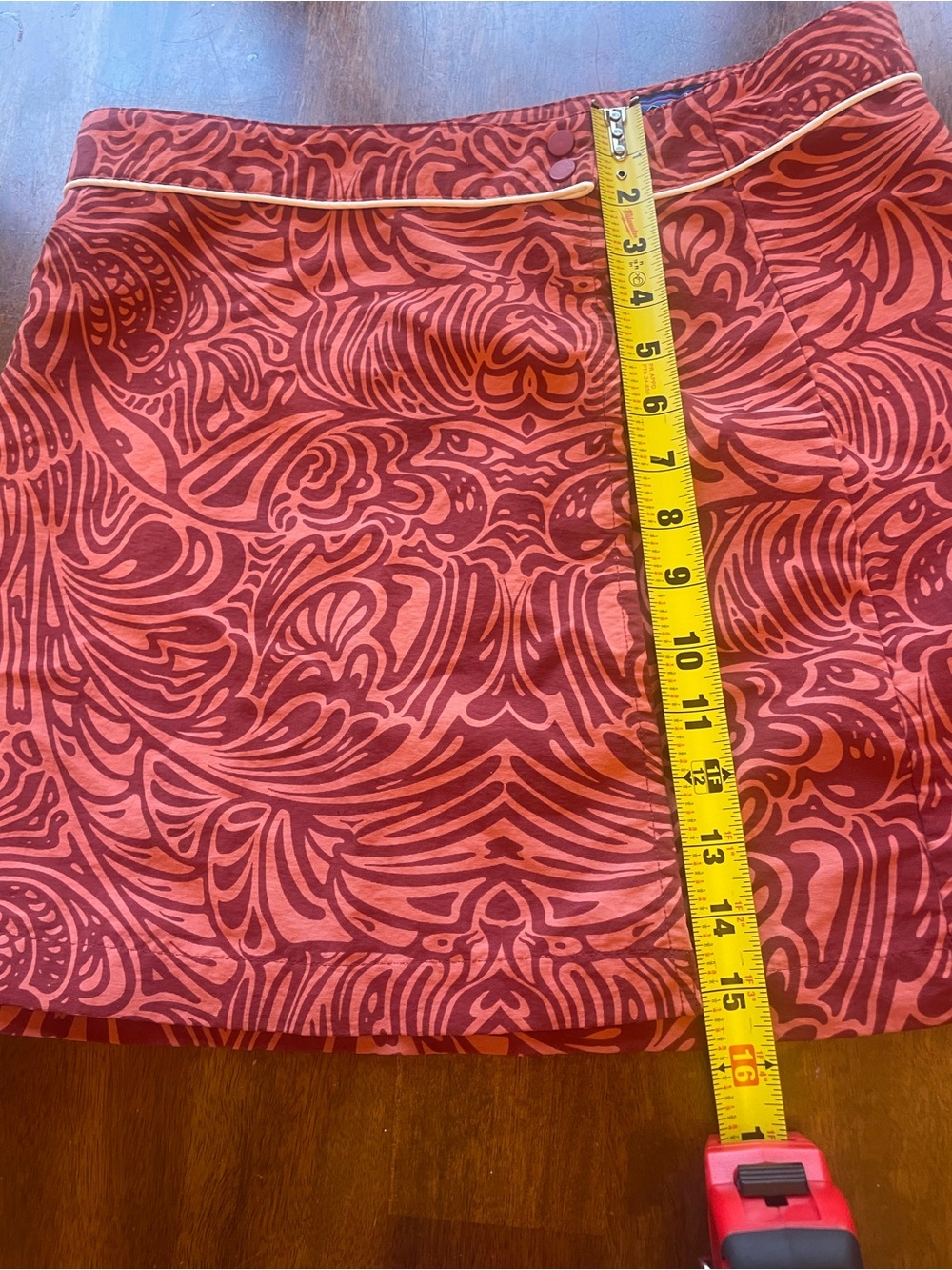 Patagonia Button Out Boardie Skirt Size 8 Rust Print Snap Nylon Beach Vintage - Picture 7 of 7